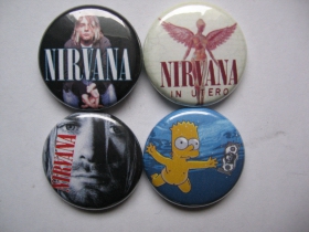 Nirvana, odznak 25mm cena za 1ks (počet kusov a konkrétny model napíšte v objednávke do rubriky KOMENTÁR)
